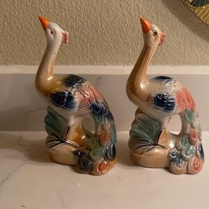 Vintage Lusterware Peacocks Made in Brazil Set of 2